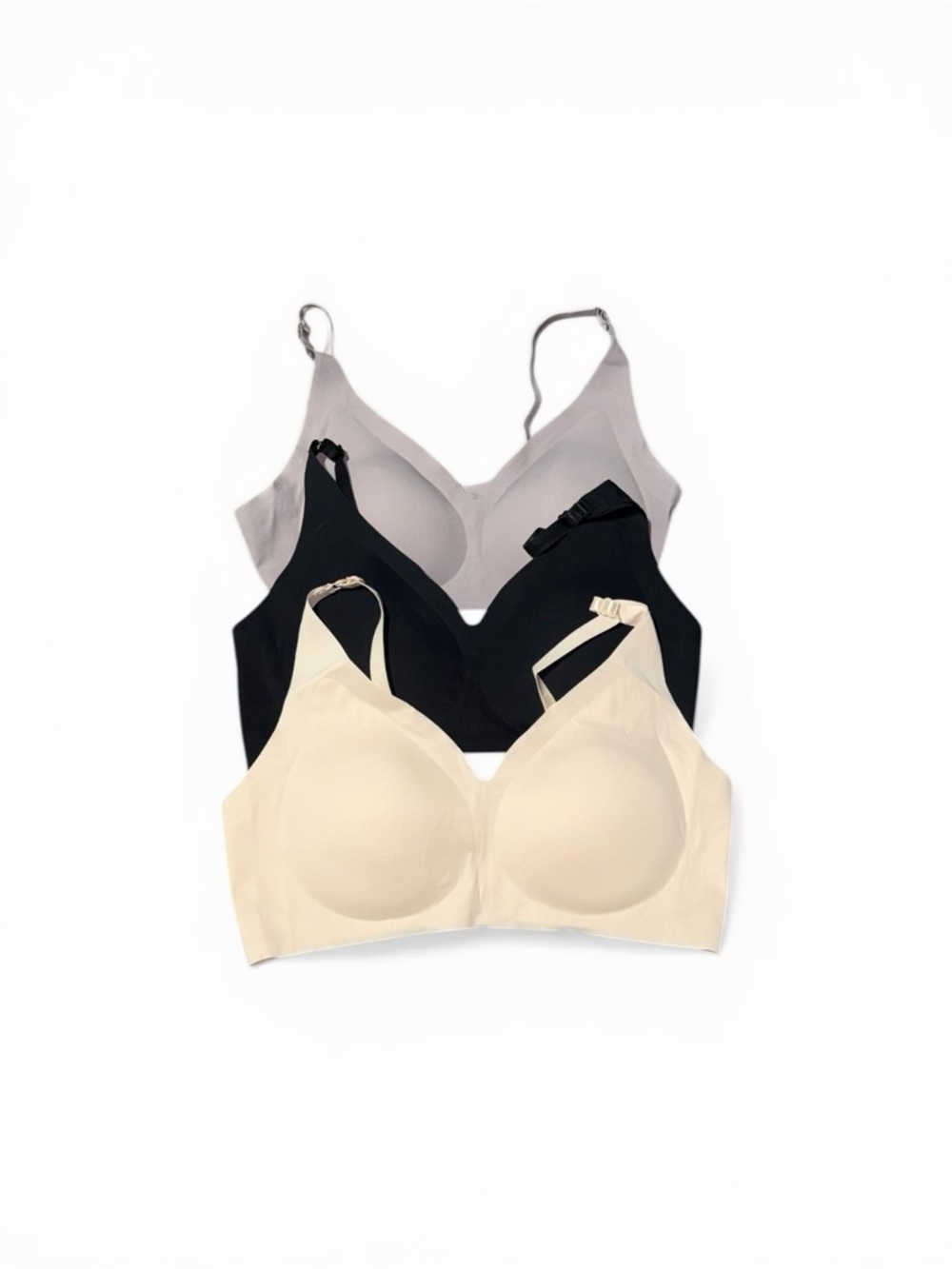 3 Pack Jelly Wireless Bra - Beige, Black, Gray